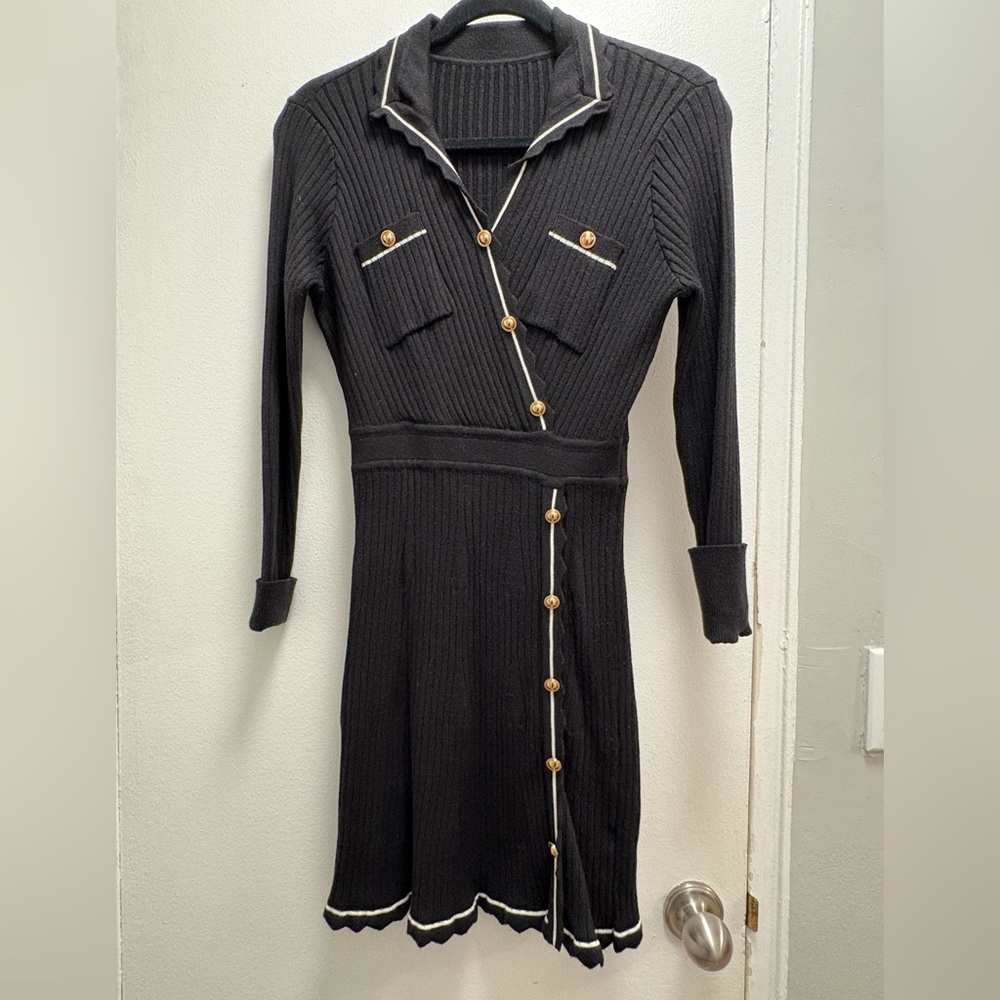 Elegant Black Sweater Dress